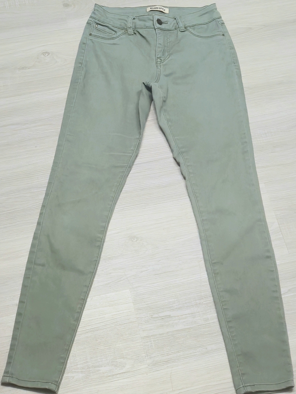 Blue Spice Skinny Jeans in Sage Green